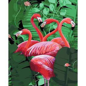 Festés számok szerint: Rózsaszín flamingók 40x50 cm Strateg