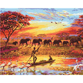 Festés számok szerint: Élet Afrikában 40x50 cm Strateg