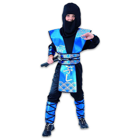 Ninja jelmez, kék színű - 130-140-es méret