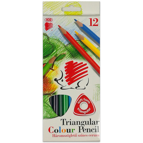 ICO Süni: 12 darabos háromszög alakú színes ceruza készlet