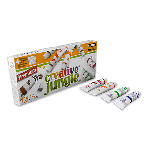 Creative Jungle: 12 darabos tubusos tempera készlet - 12 x 16 ml