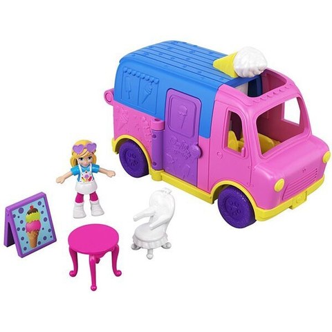 Polly Pocket: Mini fagylaltos autó kiegészítőkkel és mini babával