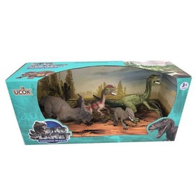 Gumi Dinoszaurusz szett - Triceratopsz, Dilophoszaurusz, Velociraptor