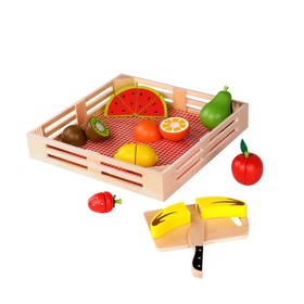Tooky Toy: Szeletelhető fa gyümölcsök piknik rekeszben