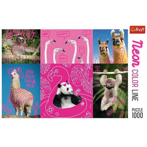 Trefl: Neon Color Line - Őrült háziállatok puzzle - 1000 darabos