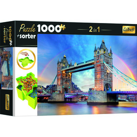 Trefl: London, Tower Bridge puzzle - 1000 darabos  ajándék szortírozó tálca