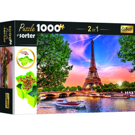 Trefl: Eiffel torony puzzle - 1000 darabos  ajándék szortírozó tálca