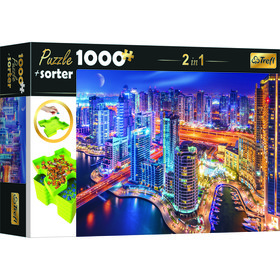Trefl: Dubai éjszaka puzzle - 1000 darabos  ajándék szortírozó tálca