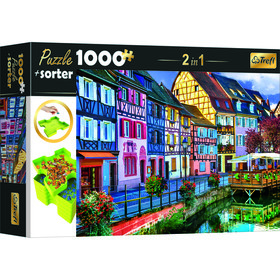 Trefl: Színes utcakép puzzle - 1000 darabos  ajándék szortírozó tálca