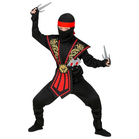 Piros harcos Ninja jelmez fegyverekkel - 158-as méret