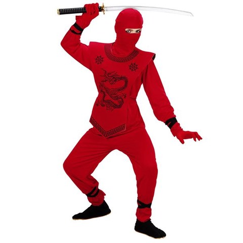 Sárkány ninja jelmez - 158 - as méret, piros