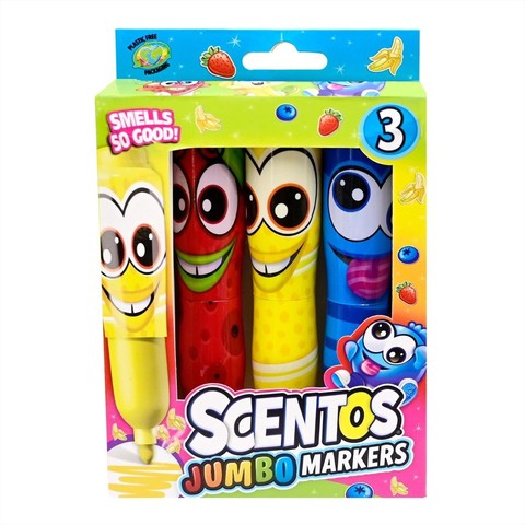 Scentos Széles hegyű illatos filctoll, jumbo - 3 db-os - kék, piros, sárga