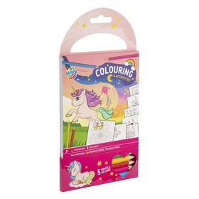 Moxy színező és foglalkoztató készlet ceruzákkal, 60 lap - Rózsaszín 