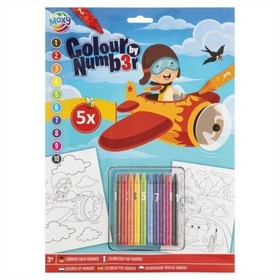 Moxy Színezés számok szerint, A4, 5 lap, zsírkrétával - Fiús