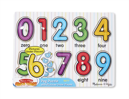 M&D, FA KÉSZSÉGFEJLESZTŐ JÁTÉK, PUZZLE FOGANTYÚVAL, SZÁMOK