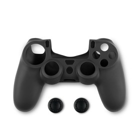 Spartan Gear - Controller Silicon Skin Cover and Thumb Grips Black (PS4)