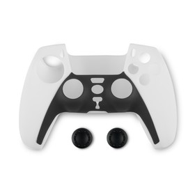 Spartan Gear - Controller Silicon Skin Cover and Thumb Grips Black/White (PS5)