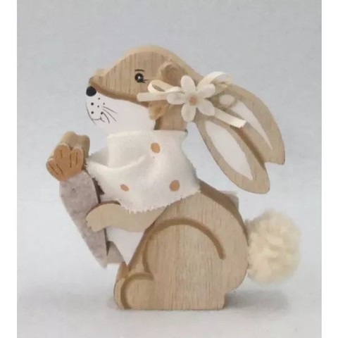 Fa nyuszi figura répával - 10 cm