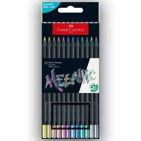 Faber-Castell: Black Edition metál hatású színes ceruza - 12 db-os