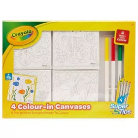 Crayola: Vászonkép tengeri mintákkal, színezőfilccel, 12 x 12 cm - 4 db-os