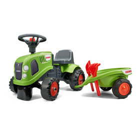 Falk: Baby Claas lábbal hajtós traktor utánfutóval és kiegészítőkkel - világoszöld