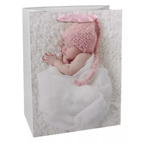 Rózsaszín babás ajándékzacskó - 26 x 32 cm