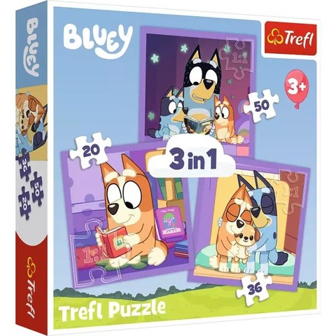 Trefl: Bluey 3 az 1-ben puzzle - 20, 36, 50 darabos