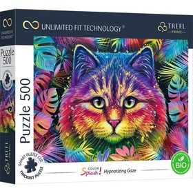 Trefl Prime: Hipnotizáló macska puzzle - 500 darabos kombinálható puzzle