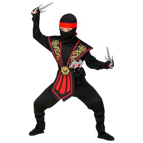 Piros harcos Ninja jelmez fegyverekkel - 140 cm