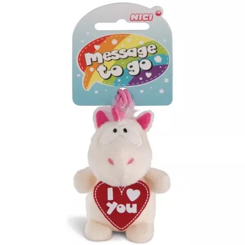 Nici: I love you Theodor unikornis plüssfigura akasztóval - 8 cm