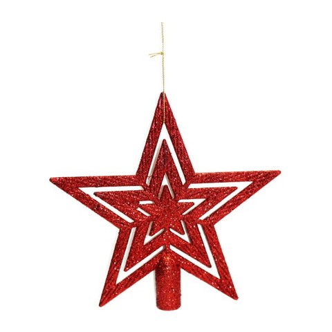 Karácsonyi dísz - piros csillag csúcsdísz