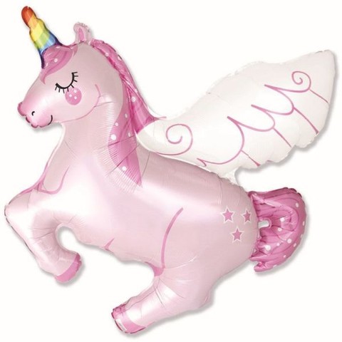 Unikornis formájú óriás fólia lufi - pink, 110 cm