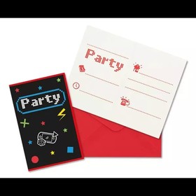 Gamer Party meghívó borítékkal - 6 db-os