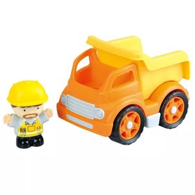 Playgo: Műanyag dömper építőmunkás figurával - sárga