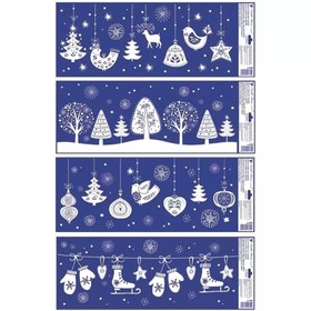 Csillogó díszek ablakmatrica - 60 x 23 cm, többféle
