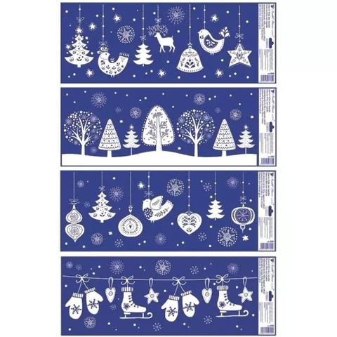 Csillogó díszek ablakmatrica - 60 x 23 cm, többféle