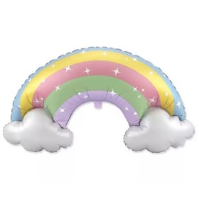 Pasztell szivárvány fólia lufi - 60 cm, csomagolt