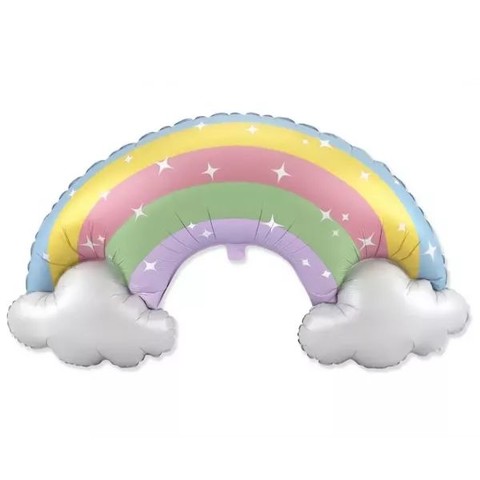 Pasztell szivárvány fólia lufi - 60 cm, csomagolt