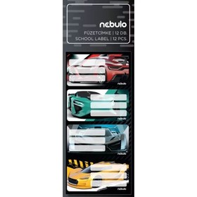 Sportautó mintás füzetcímke - 12 db-os, többféle