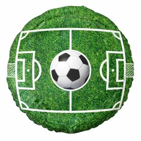 Futball mintás fólia lufi - kerek, 36 cm, csomagolt