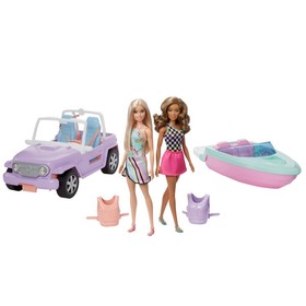 Barbie: Motorcsónak és terepjáró 2 db babával