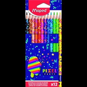 MAPED: Pixel Party háromszögletű színes ceruza készlet - 12 db-os