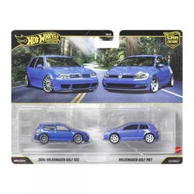 Hot Wheels: 2004 Volkswagen Gold R32 és Volkswagen Golf MK7 deluxe kisautó - 2 db-os