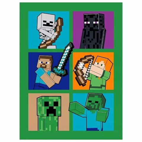 Minecraft: Steve, Alex és a mobok polár takaró - 150 x 200 cm