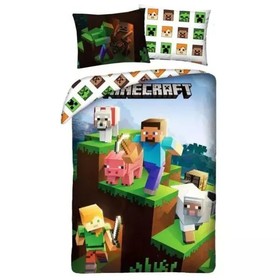 Minecraft: Steve és Alex állatokkal ágyneműhuzat garnitúra - 140 x 200 cm