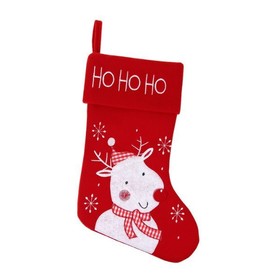 Karácsonyi zokni - piros, fehér rénszarvasos 45 cm
