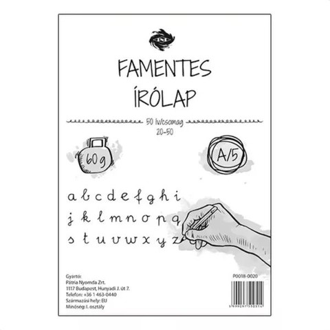Írólap borítékban - A/5-ös, famentes, 50 db-os