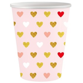 XOXO: pink papír pohár, 250 ml - 6 db-os