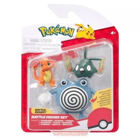 Pokémon: 3 db-os figura csomag - Charmander, Trubbish, Poliwhirl