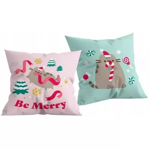 Pusheen: Karácsonyi díszpárna - 40 x 40 cm, kétoldalú